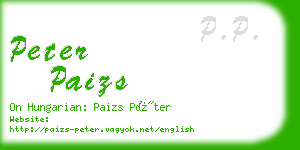 peter paizs business card